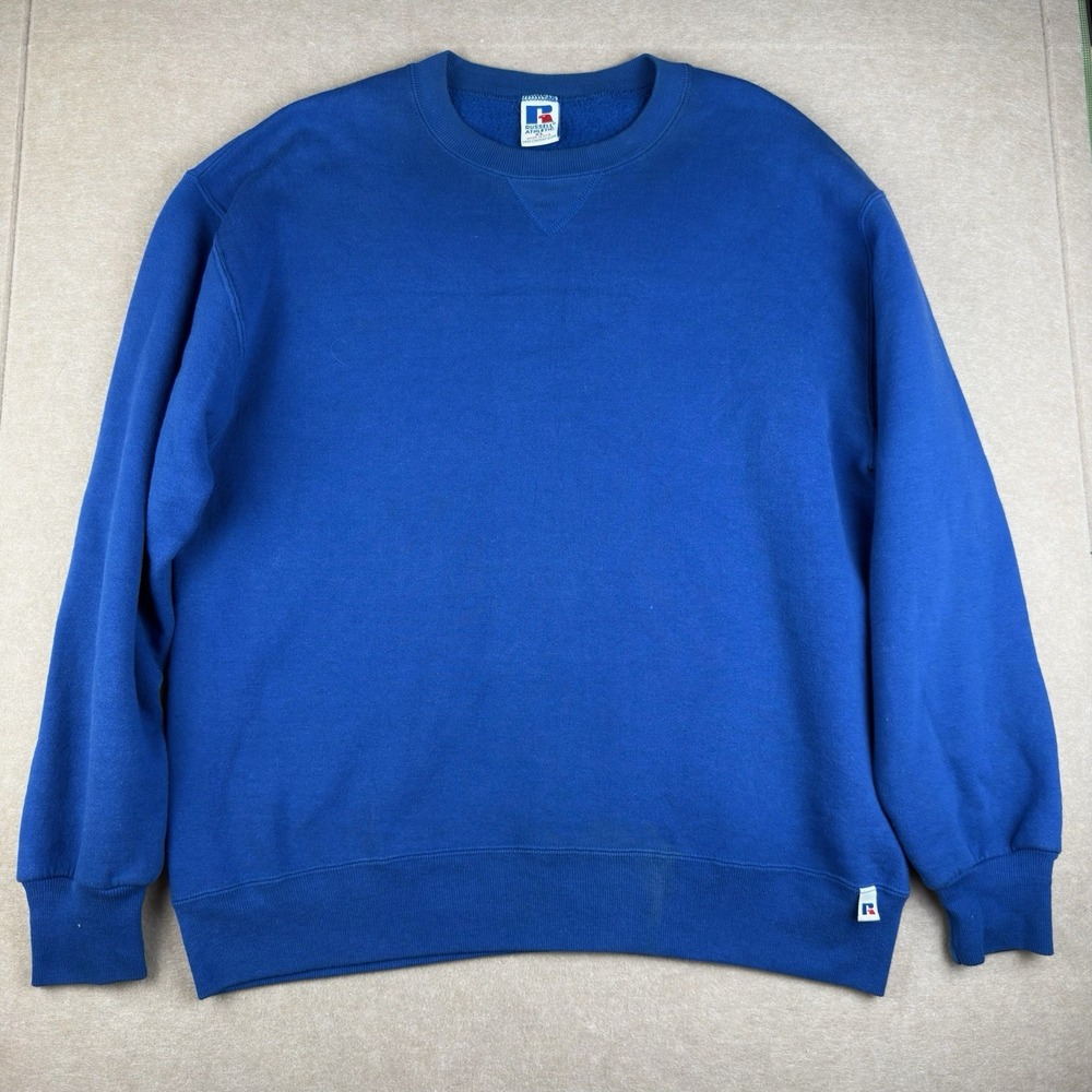 Vintage‎ Russell Athletic Sweatshirt XL Blue Crewneck Pullover Made in USA Retro